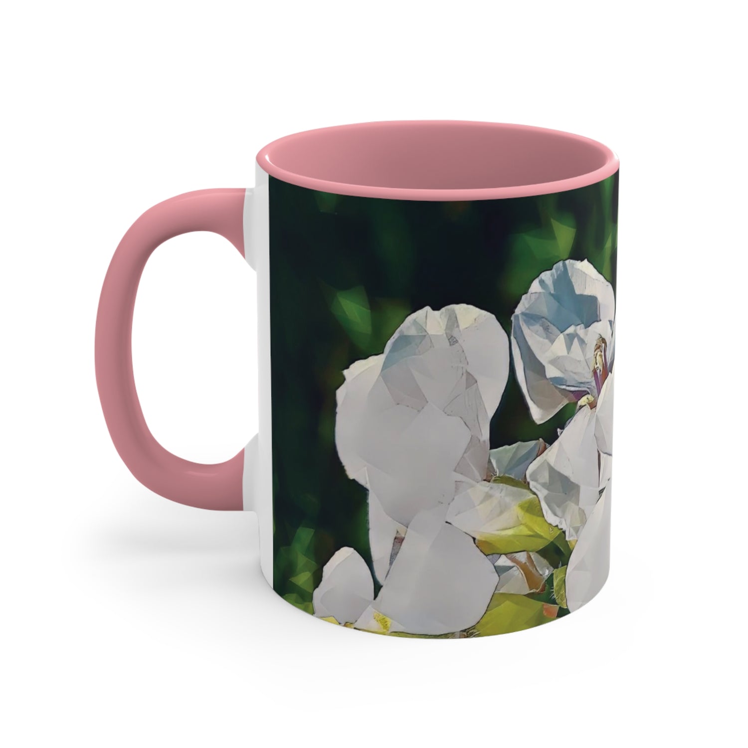 Mug 11oz - Poly Art - Flower, White
