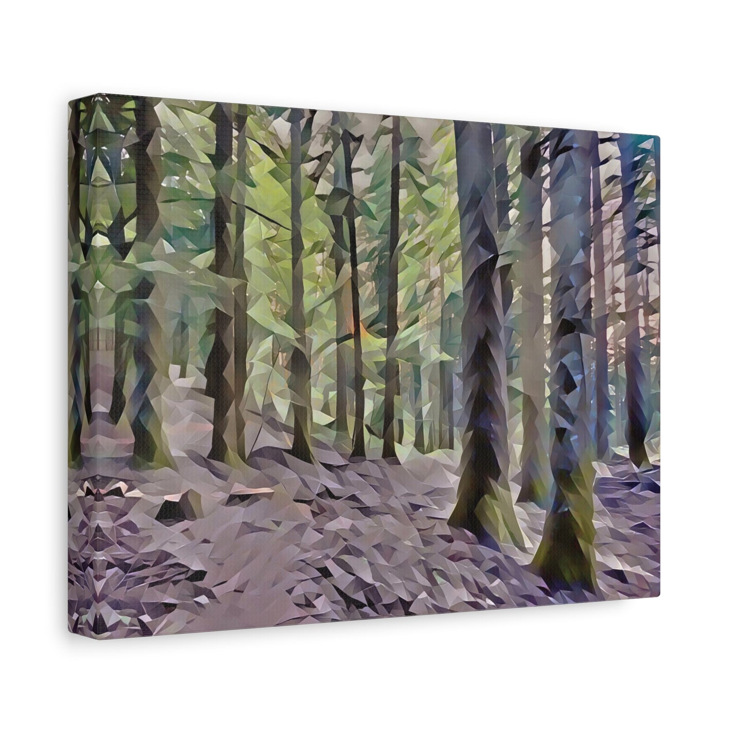Stretched Matte Canvas - Poly Art - Forest, a Path (Variant 2)