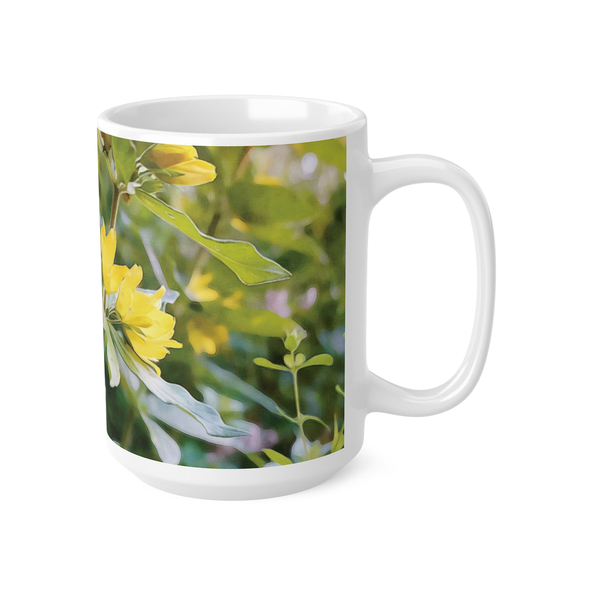 Ceramic White Cup 15oz - Flower of Lysimachia (Variant 1)