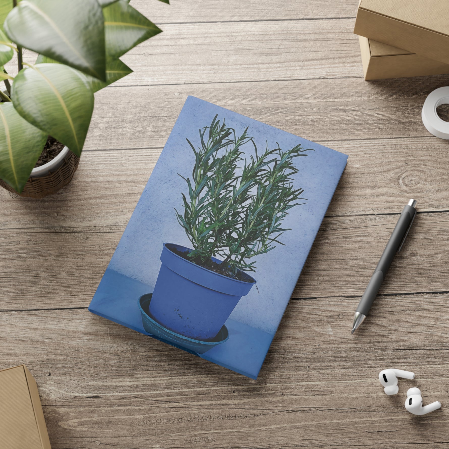 Hardcover Notebook with Puffy Covers - Rosemary plant