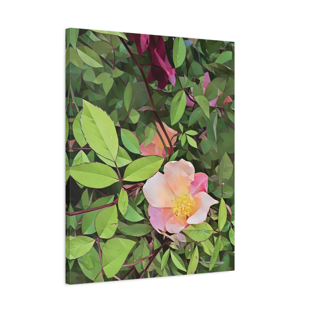 Stretched Matte Canvas - Poly Art - Flower of Rose (Variant 1)