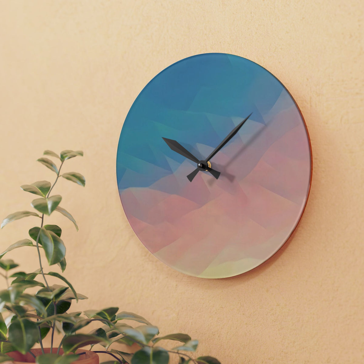 Acrylic Wall Clock - Poly Art - Sunset Sky (Variant 1)
