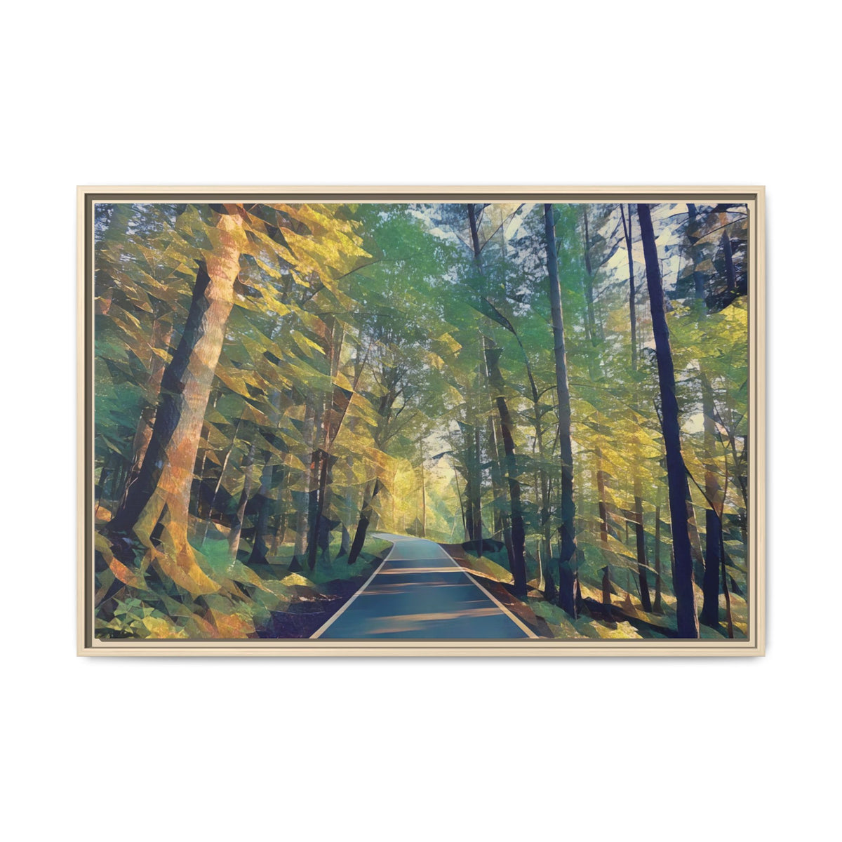 Forest Road, Awakening | Poly Art | Framed Canvas
