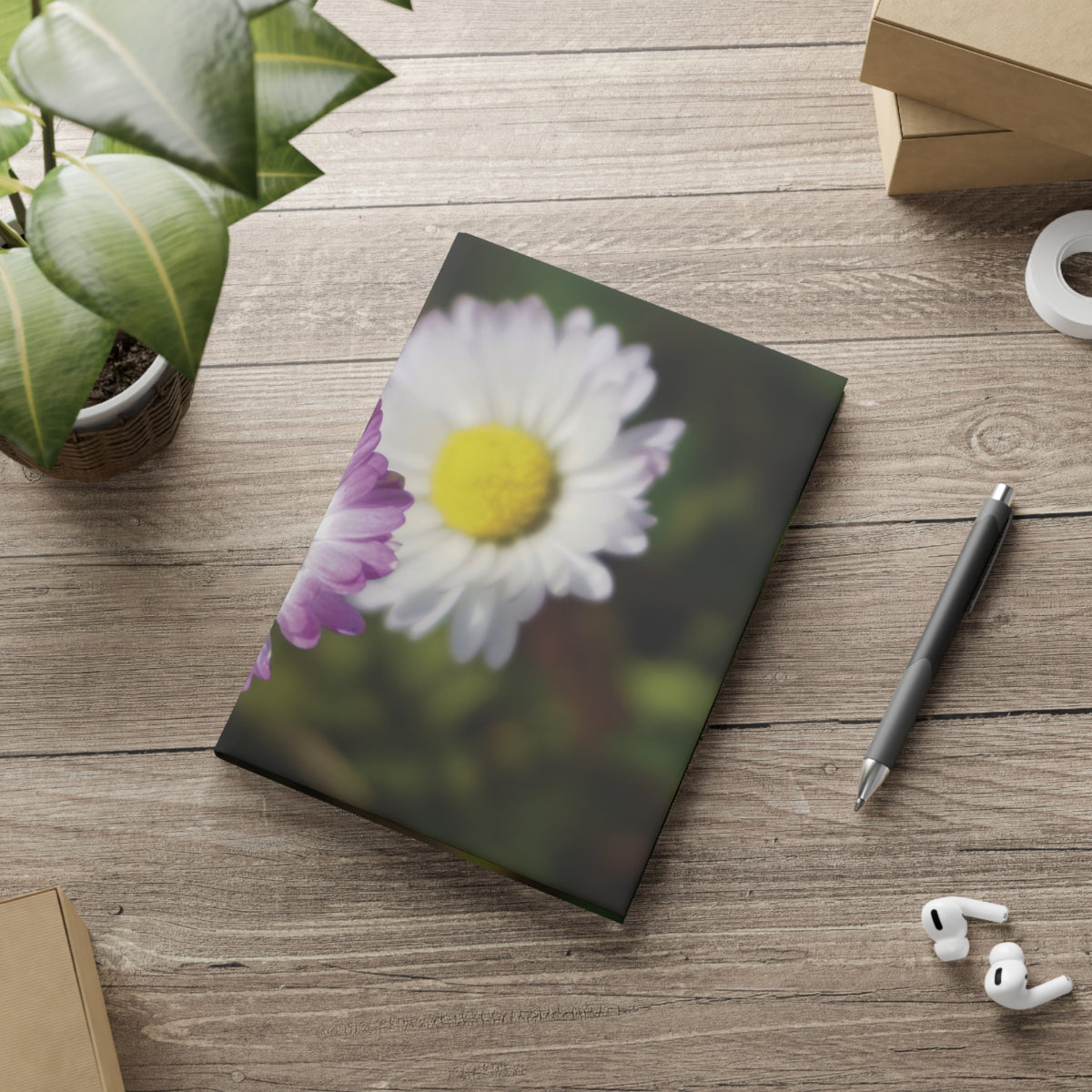 Hardcover Notebook with Puffy Covers - Flower of Daisies