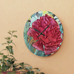 Acrylic Wall Clock - Poly Art - Flower of Dahlia in Red (Variant 2)