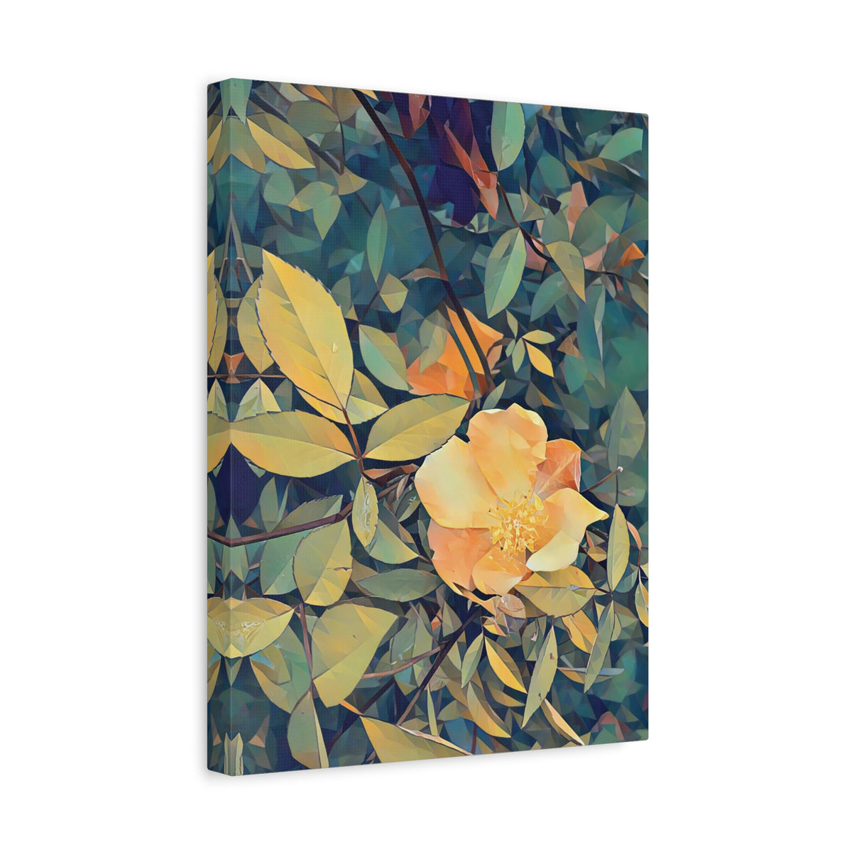 Stretched Matte Canvas - Poly Art - Flower of Rose (Variant 2)