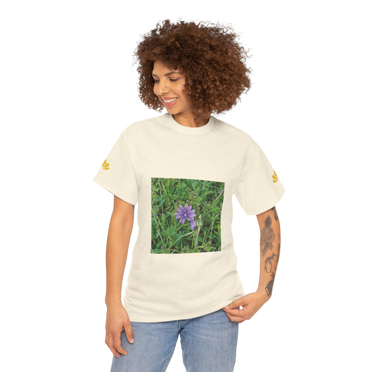 Unisex Heavy Cotton Tee - Flower of Malva Sylvestris