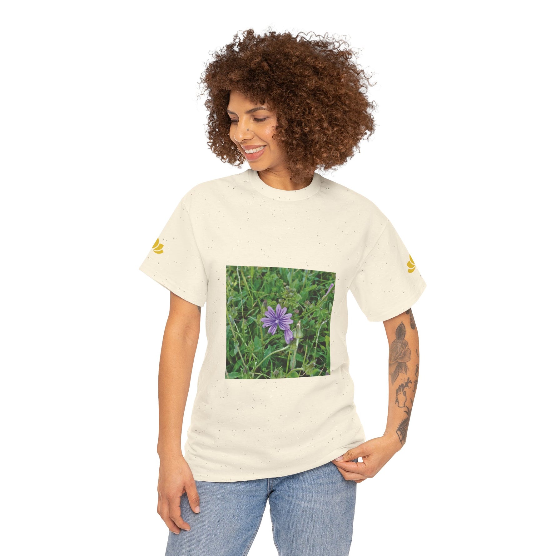 Unisex Heavy Cotton Tee - Flower of Malva Sylvestris