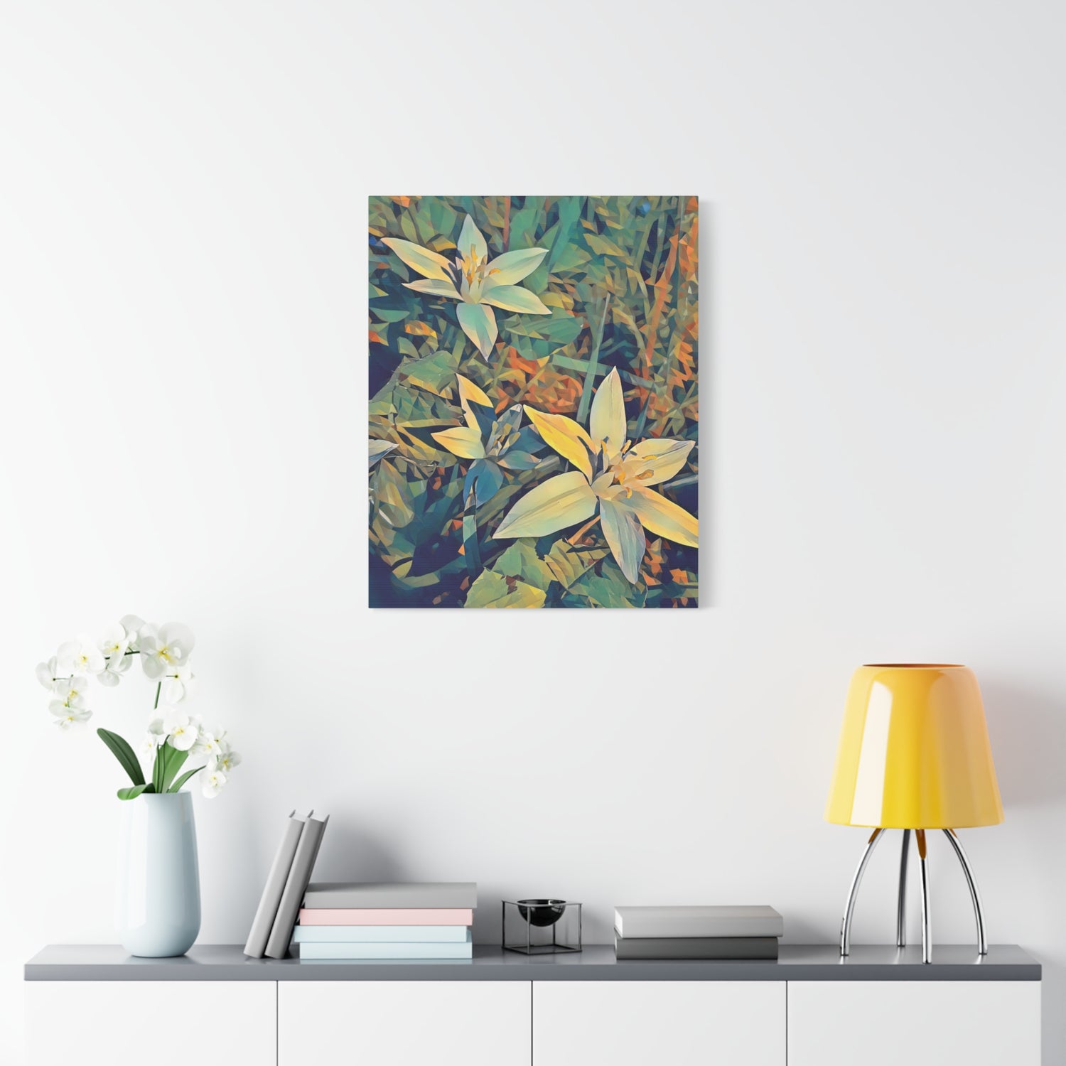 Stretched Matte Canvas - Poly Art - Flower of Ornithogalum (Variant 2)