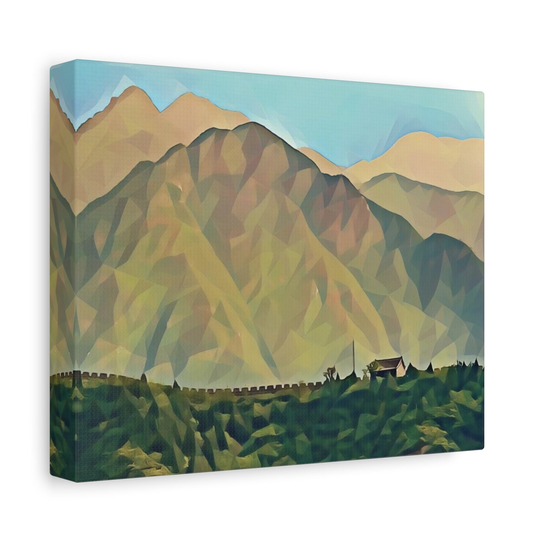 Stretched Matte Canvas - Poly Art - China's Great Wall (Variant 2)