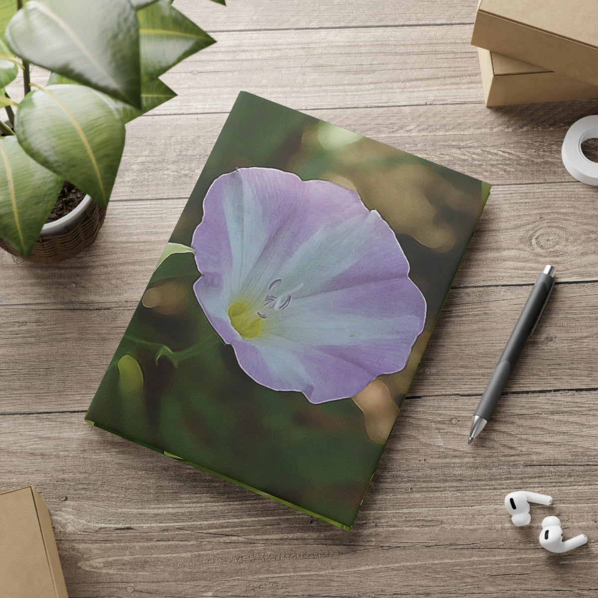 Hardcover Notebook with Puffy Covers - Flower of Convolvulus Arvensis/Vilucchio