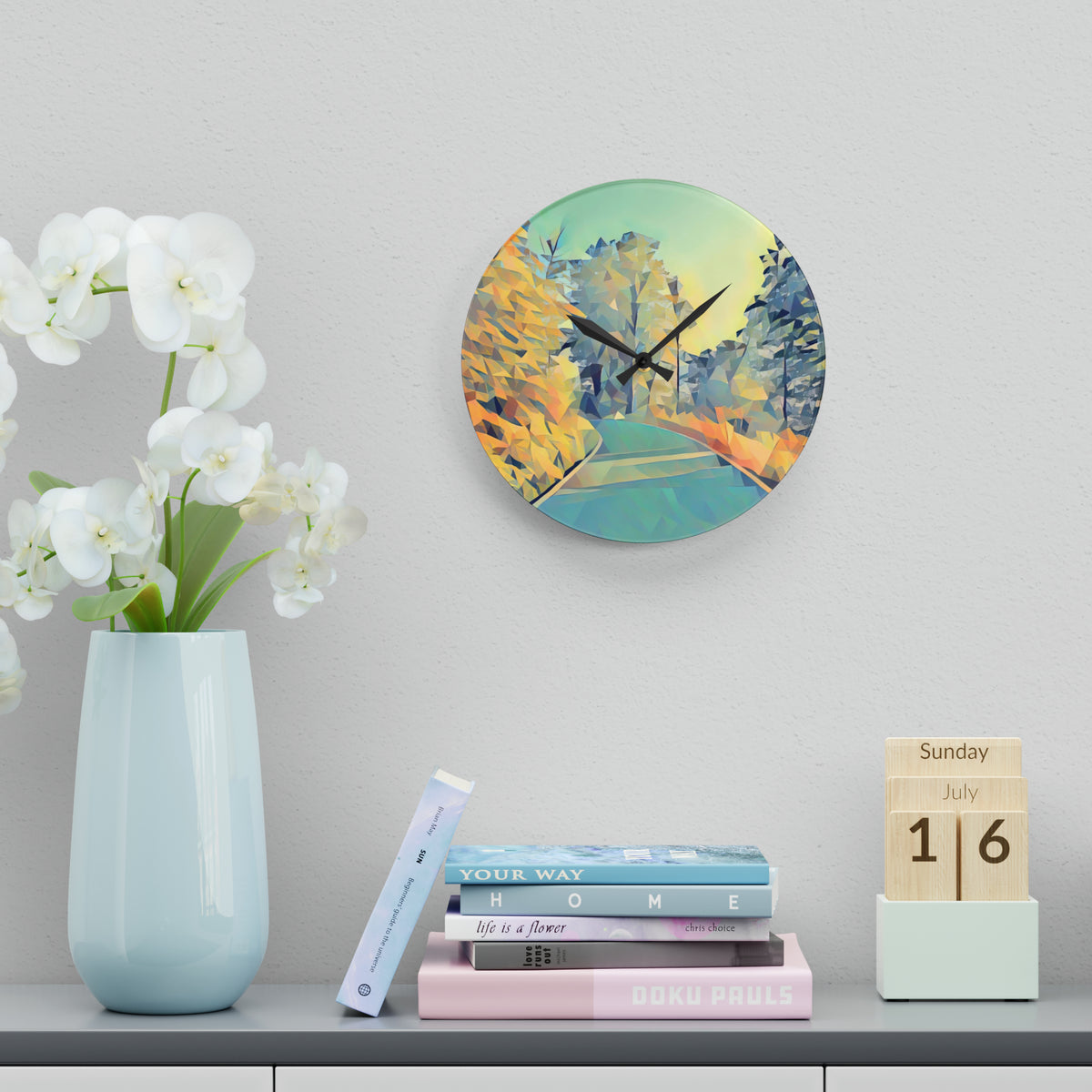 Acrylic Wall Clock - Poly Art - Forest (Variant 06)