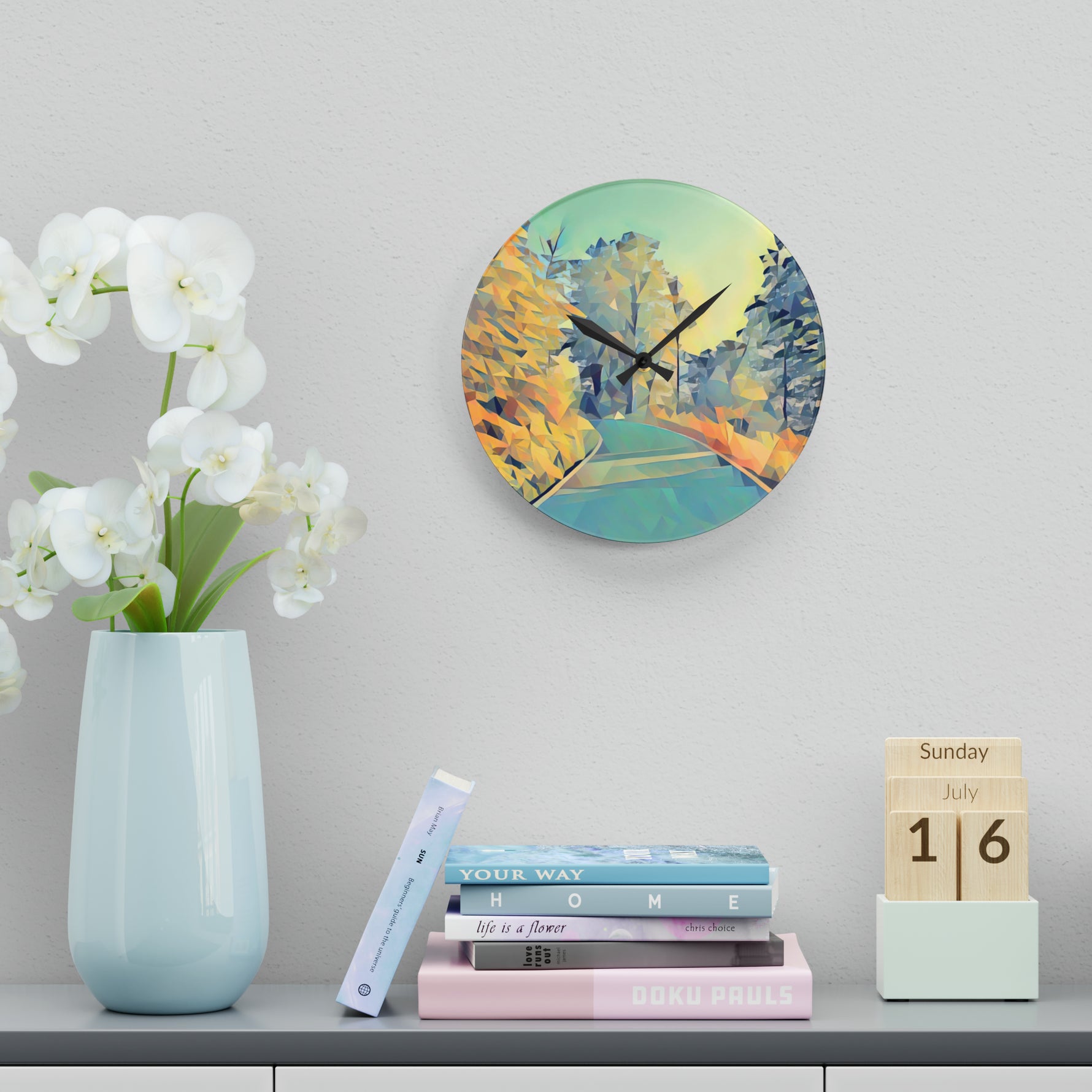 Acrylic Wall Clock - Poly Art - Forest (Variant 06)