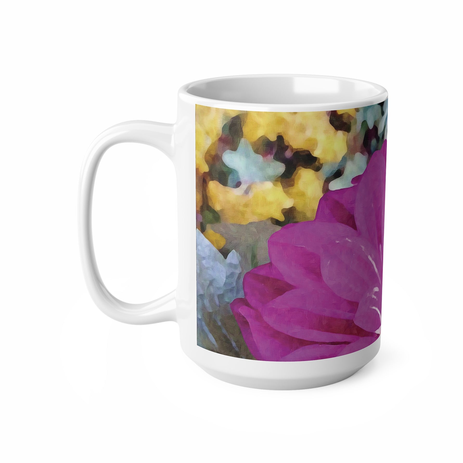 Ceramic White Cup 15oz - Flower of Dahlia