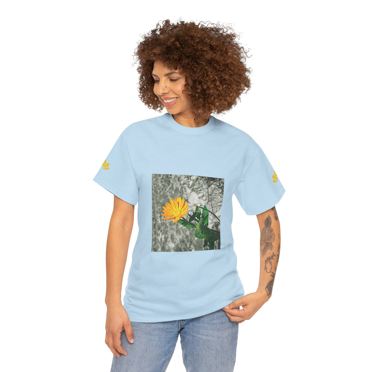Unisex Heavy Cotton Tee - Poly Art - Flower of Calendula (Variant 1)