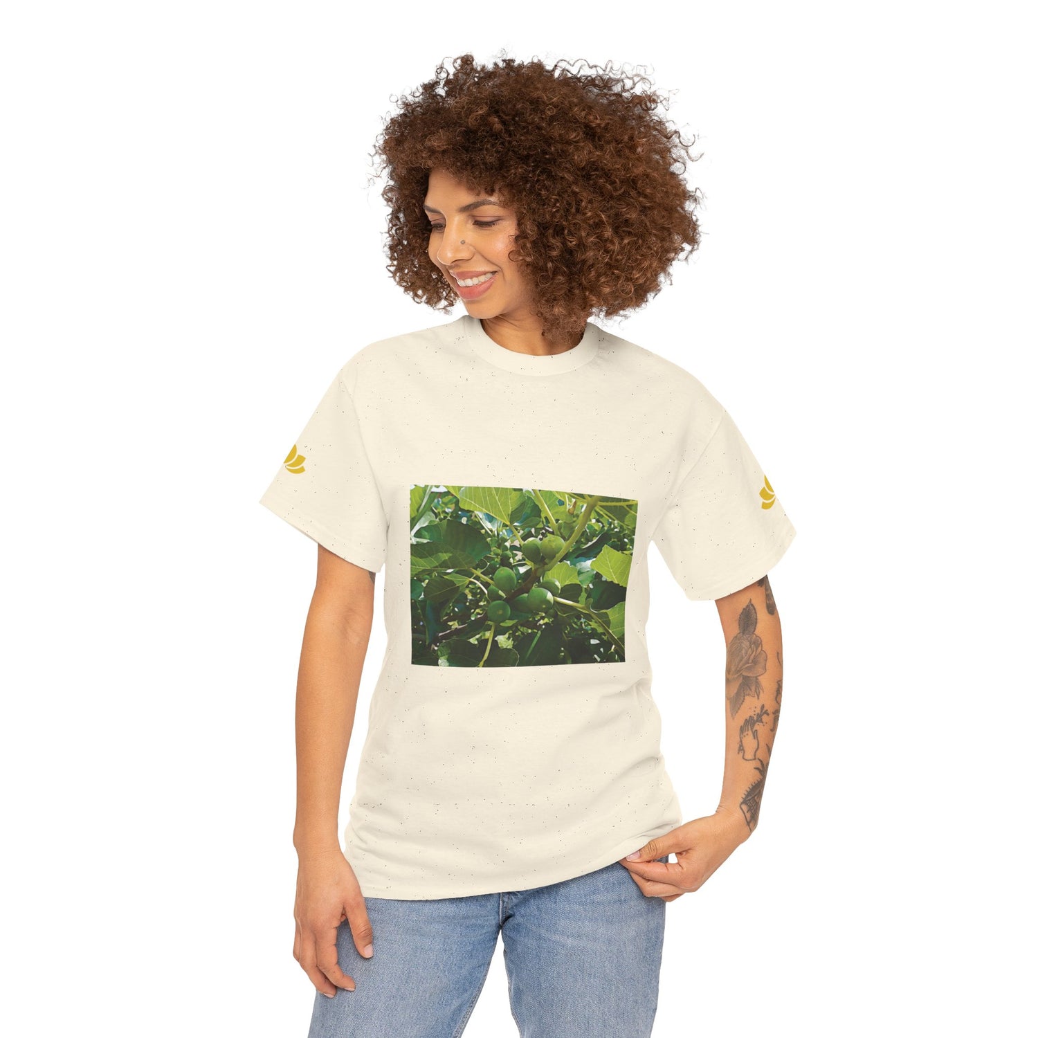 Unisex Heavy Cotton Tee - Fig's Plant, with Fruits and Leaves