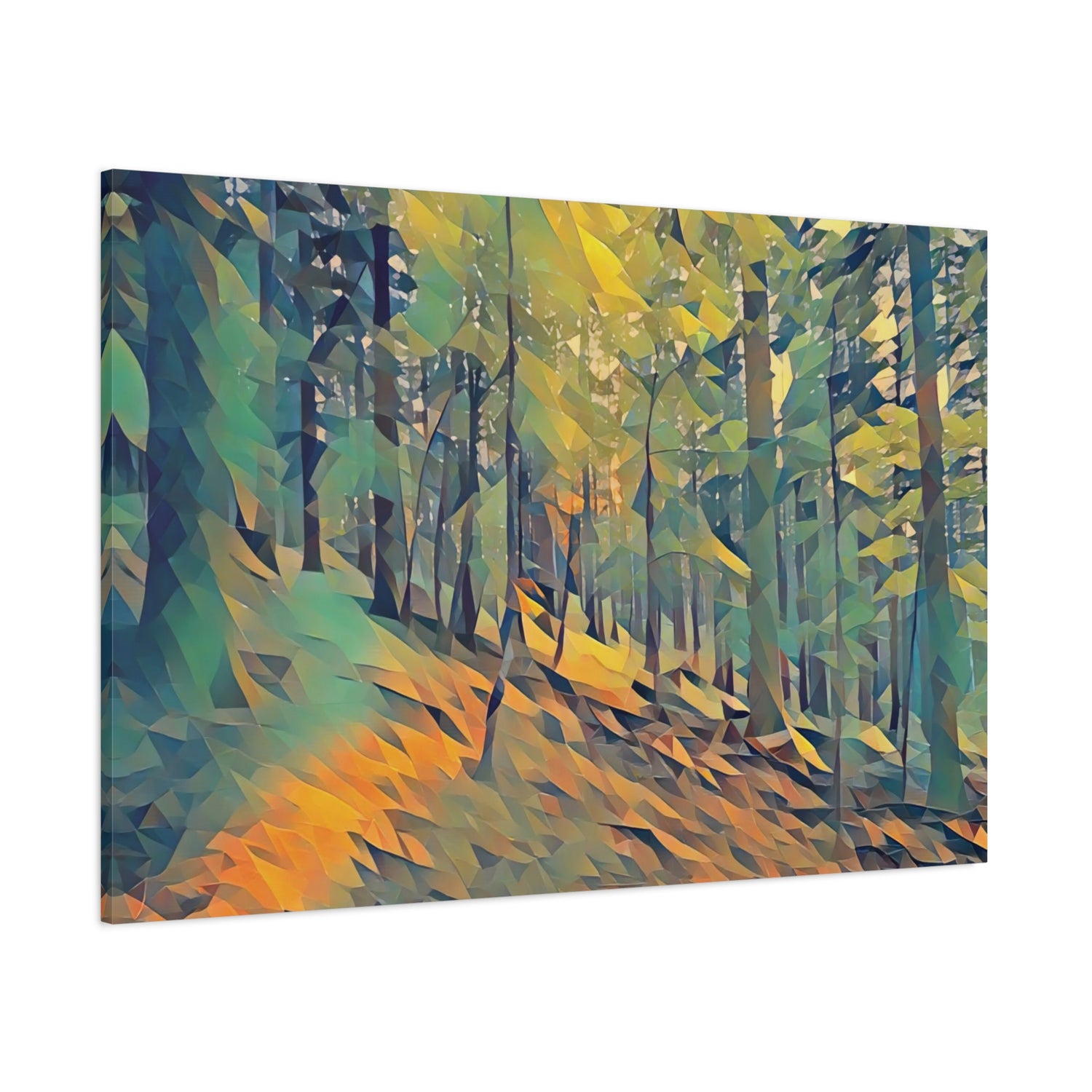 Stretched Matte Canvas - Poly Art - Forest, a Path (Variant 3)