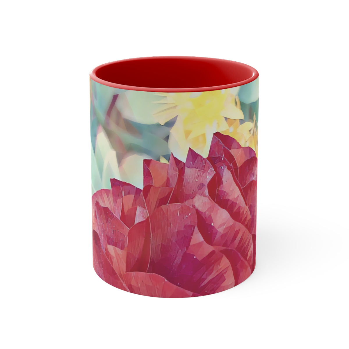 Mug 11oz - Poly Art - Flower of Dahlia in Red (Variant 1)