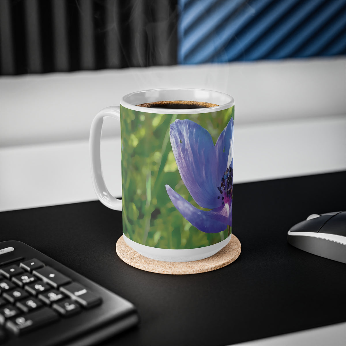 Ceramic White Cup 15oz - Flower of Anemone