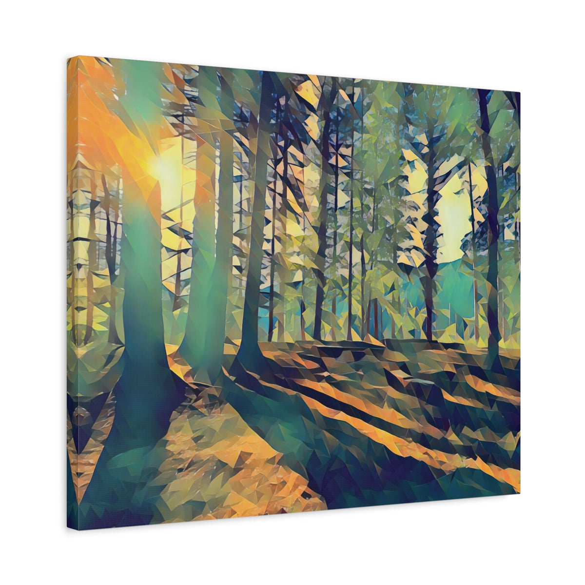 Stretched Matte Canvas - Poly Art - Forest (Variant 09)