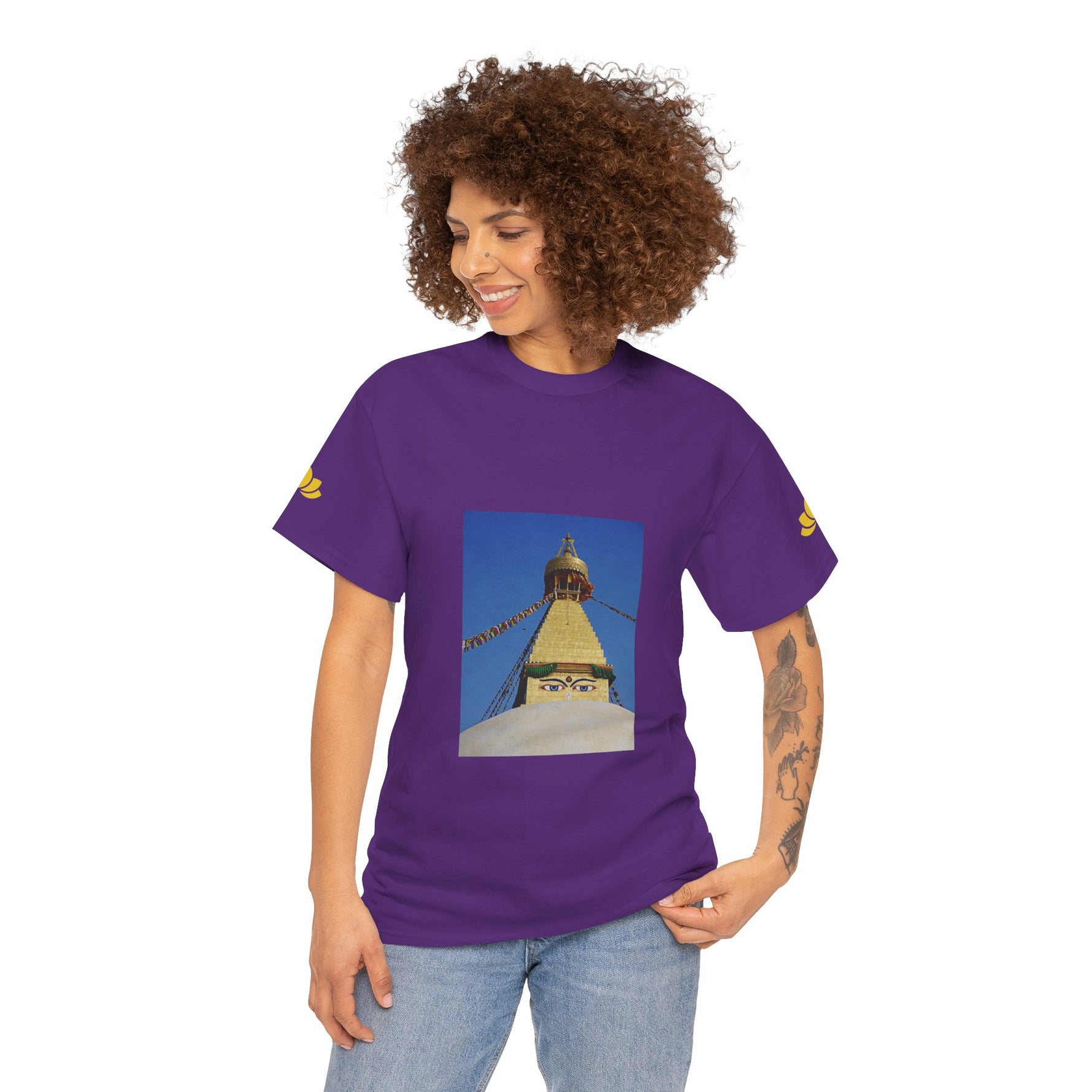 Unisex Heavy Cotton Tee - Nepal, Buddha's Eyes (Variant 1)