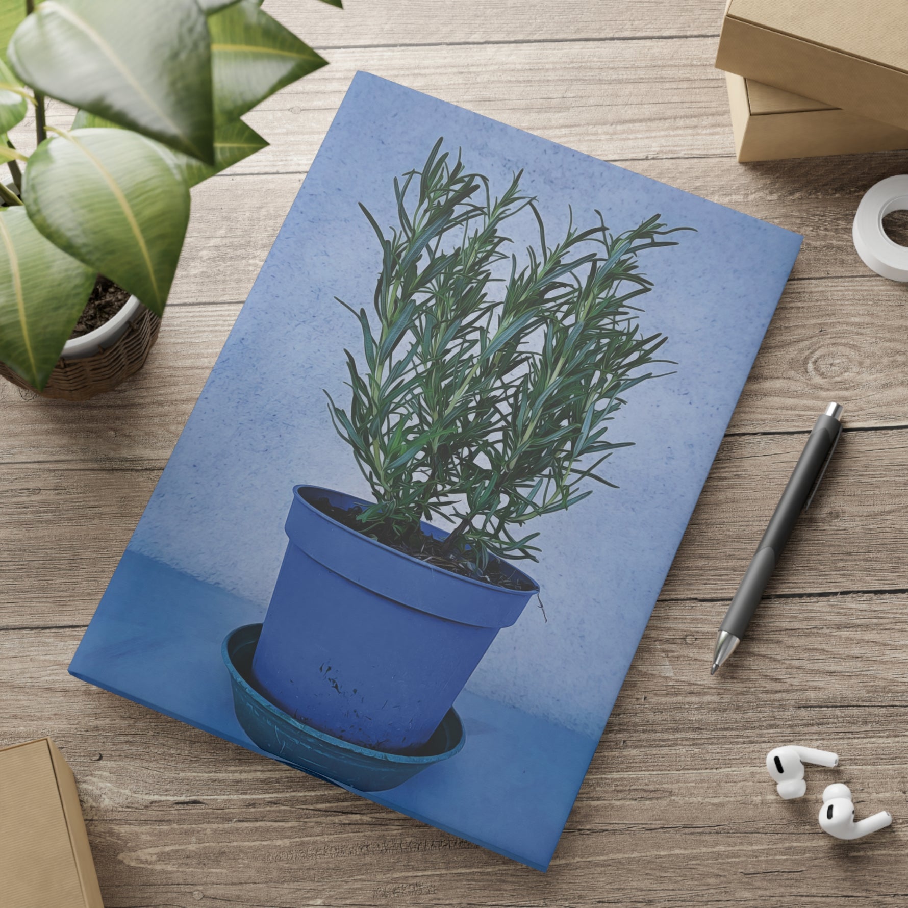 Hardcover Notebook with Puffy Covers - Rosemary plant