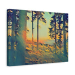 Stretched Matte Canvas - Poly Art - Forest Sunset (Variant 1)