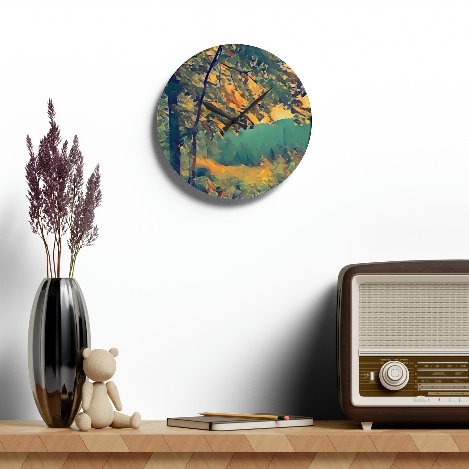 Acrylic Wall Clock - Poly Art - Forest (Variant 05)