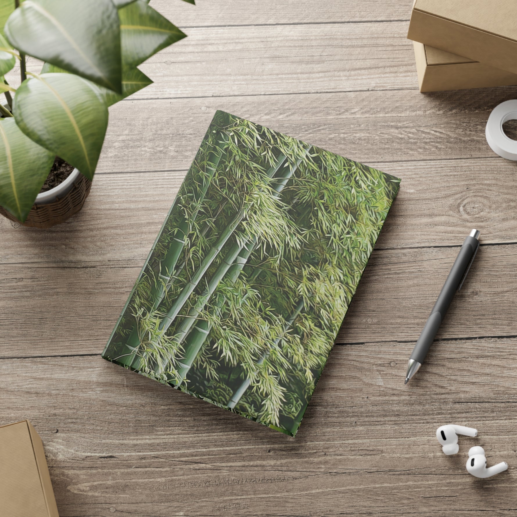 Hardcover Notebook with Puffy Covers - Bamboo Plants (Variant 1)