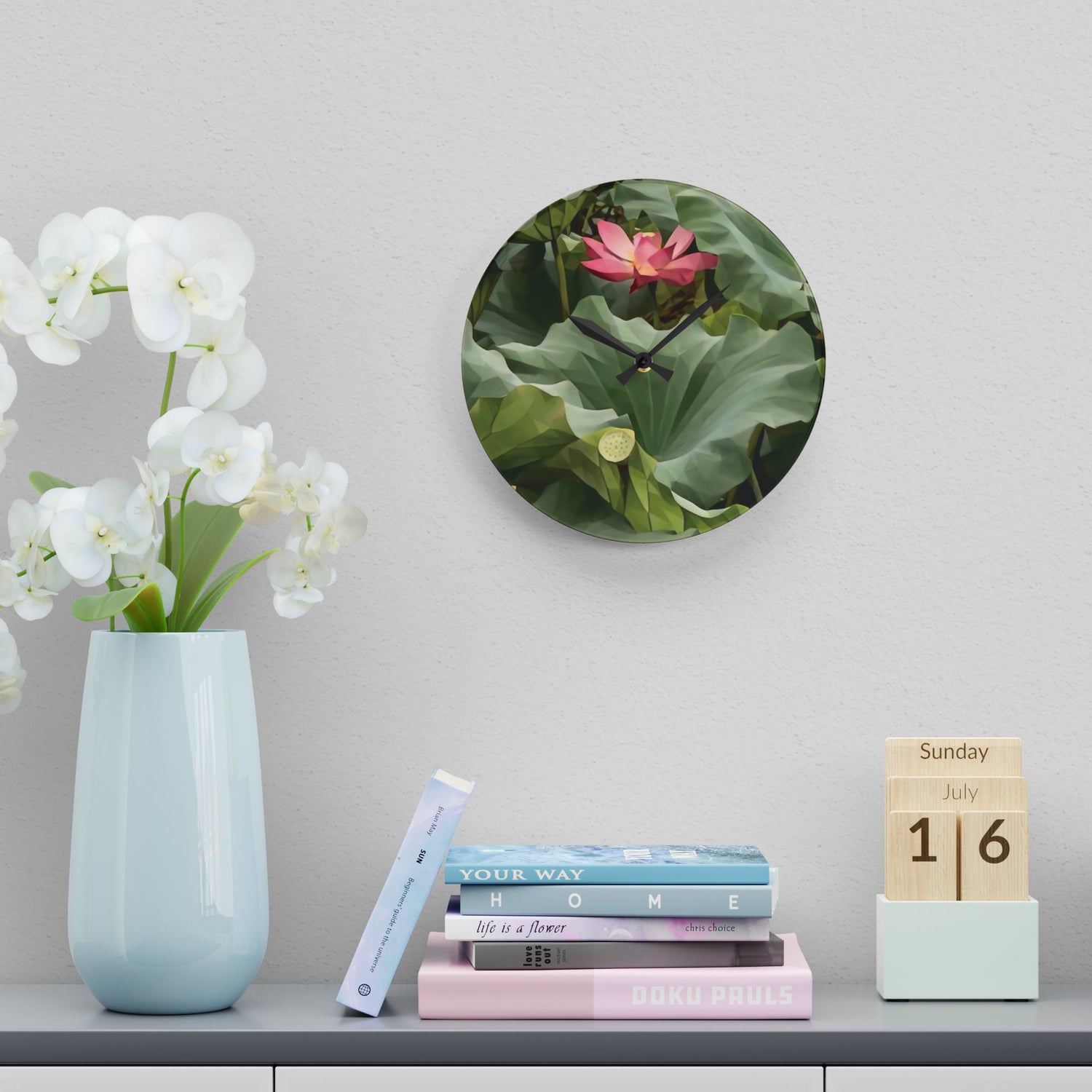 Acrylic Wall Clock - Poly Art - Flower of Lotus (Variant 2)