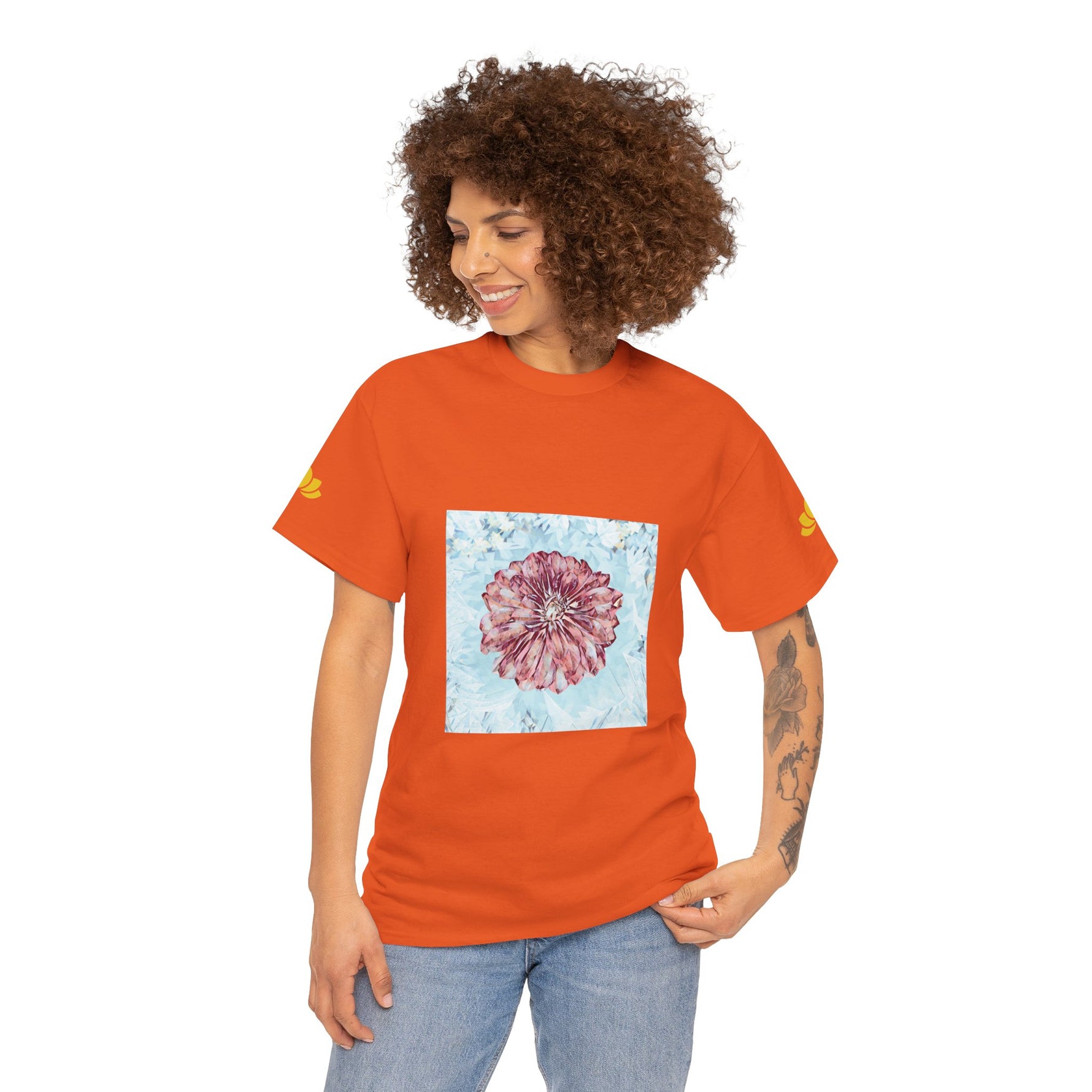 Unisex Heavy Cotton Tee - Poly Art - Flower of Dahlia (Variant 2)