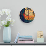Acrylic Wall Clock - Poly Art - Forest Sunset (Variant 3)