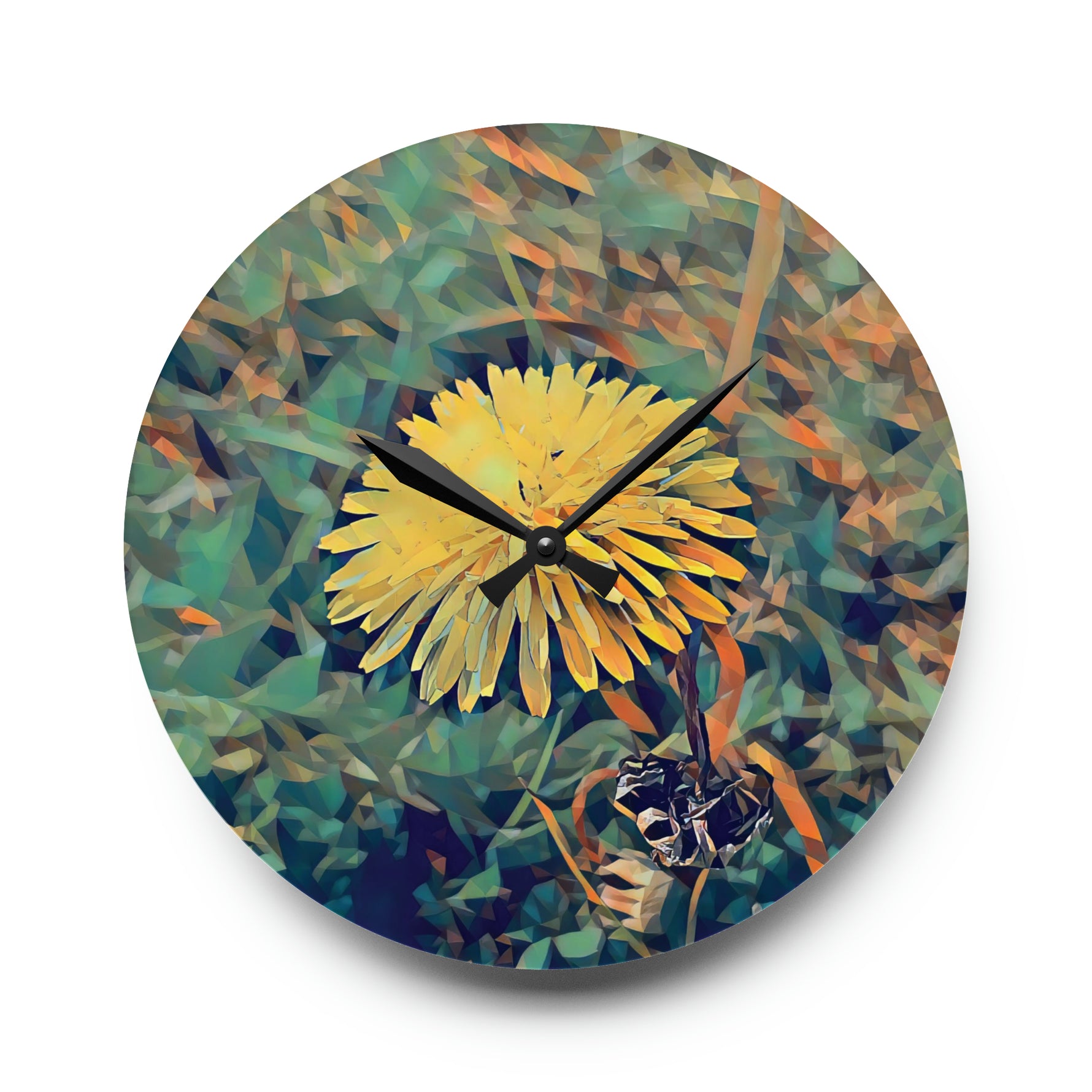 Acrylic Wall Clock - Poly Art - Flower of Dandelion (Variant 1)