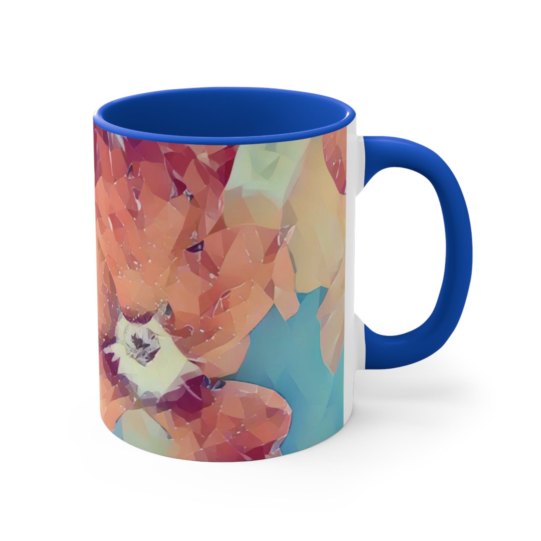 Mug 11oz - Poly Art - Flowers in sky blue and red (Variant 1)