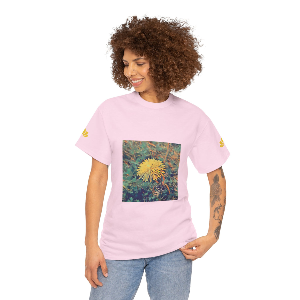 Unisex Heavy Cotton Tee - Poly Art - Flower of Dandelion (Variant 1)