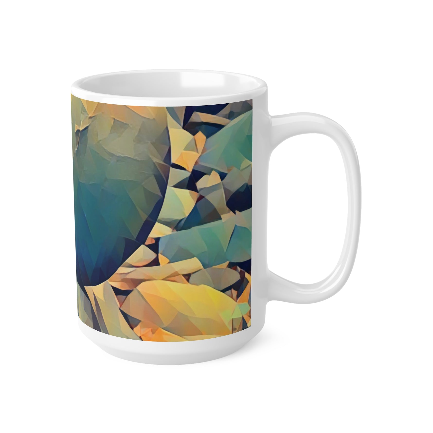 Ceramic White Cup 15oz - Poly Art - Stone Balance