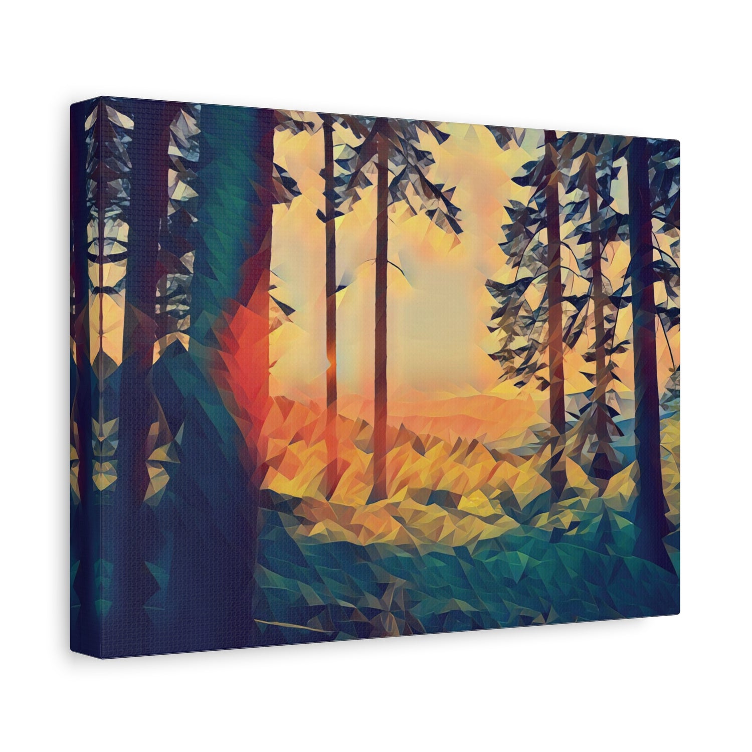 Stretched Matte Canvas - Poly Art - Forest Sunset (Variant 2)