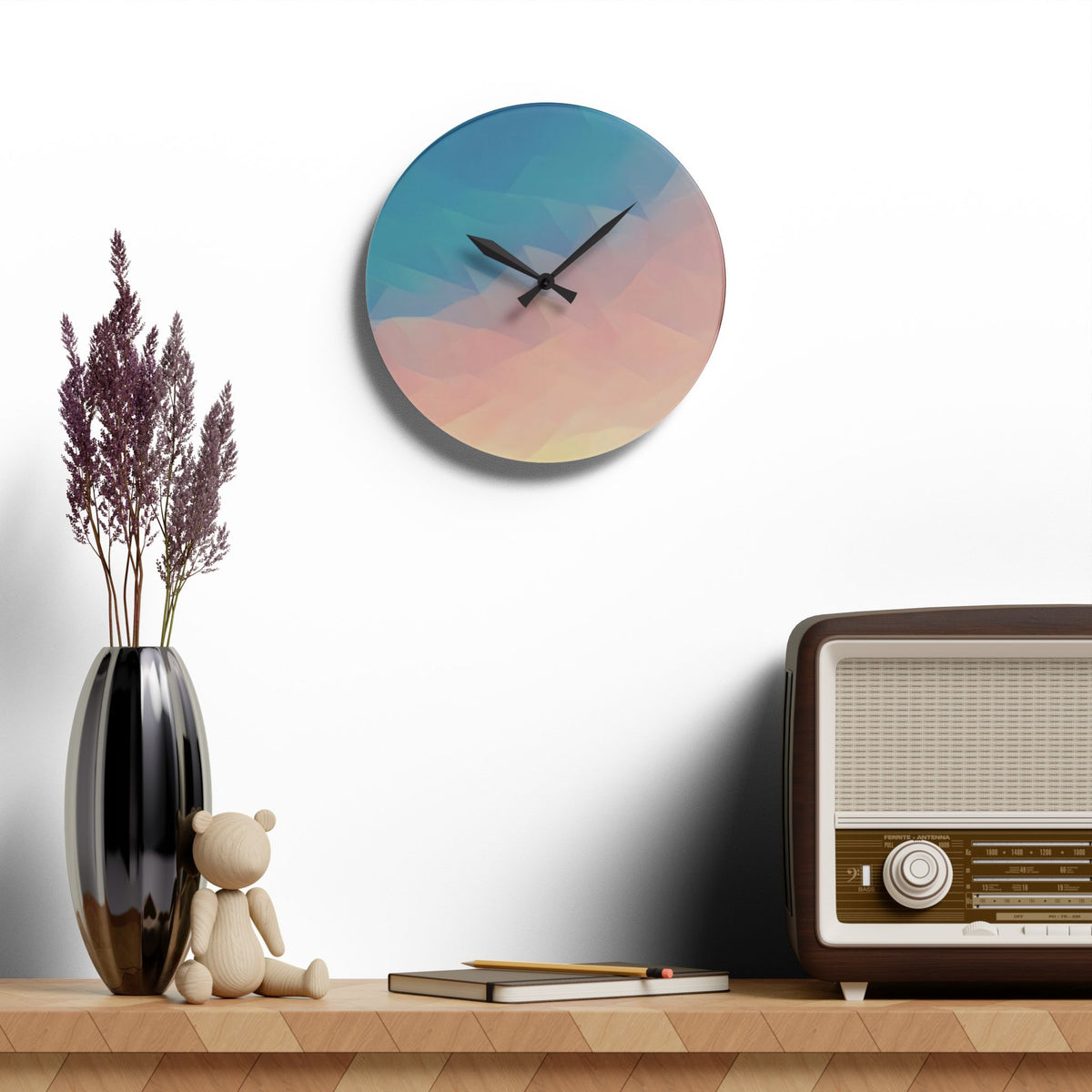 Acrylic Wall Clock - Poly Art - Sunset Sky (Variant 1)