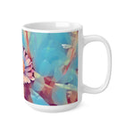 Ceramic White Cup 15oz - Poly Art - Flower of Daisies (Variant 6)