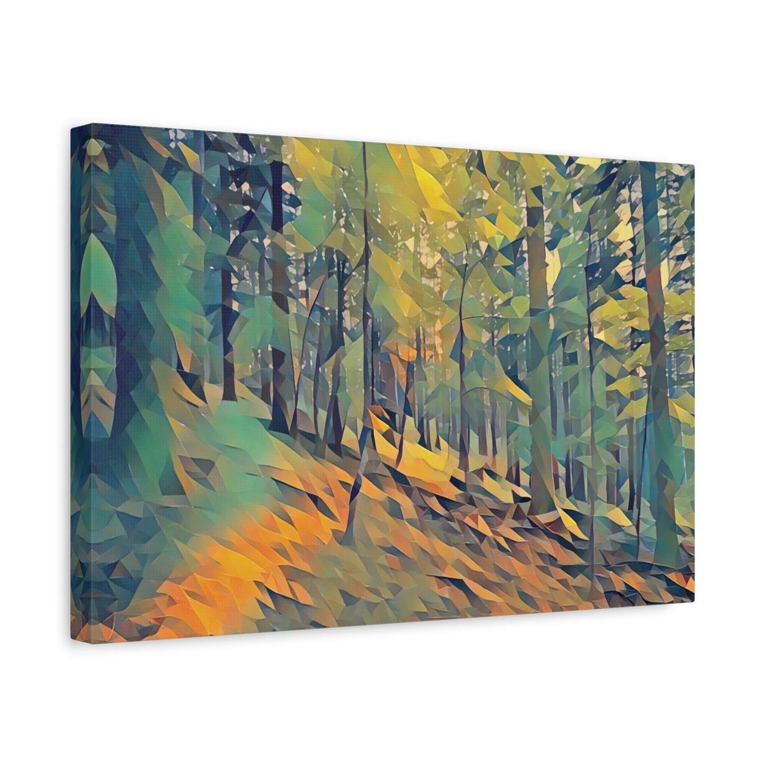 Stretched Matte Canvas - Poly Art - Forest, a Path (Variant 3)