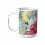 Ceramic White Cup 15oz - Poly Art - Flower of Dahlia in Red (Variant 2)