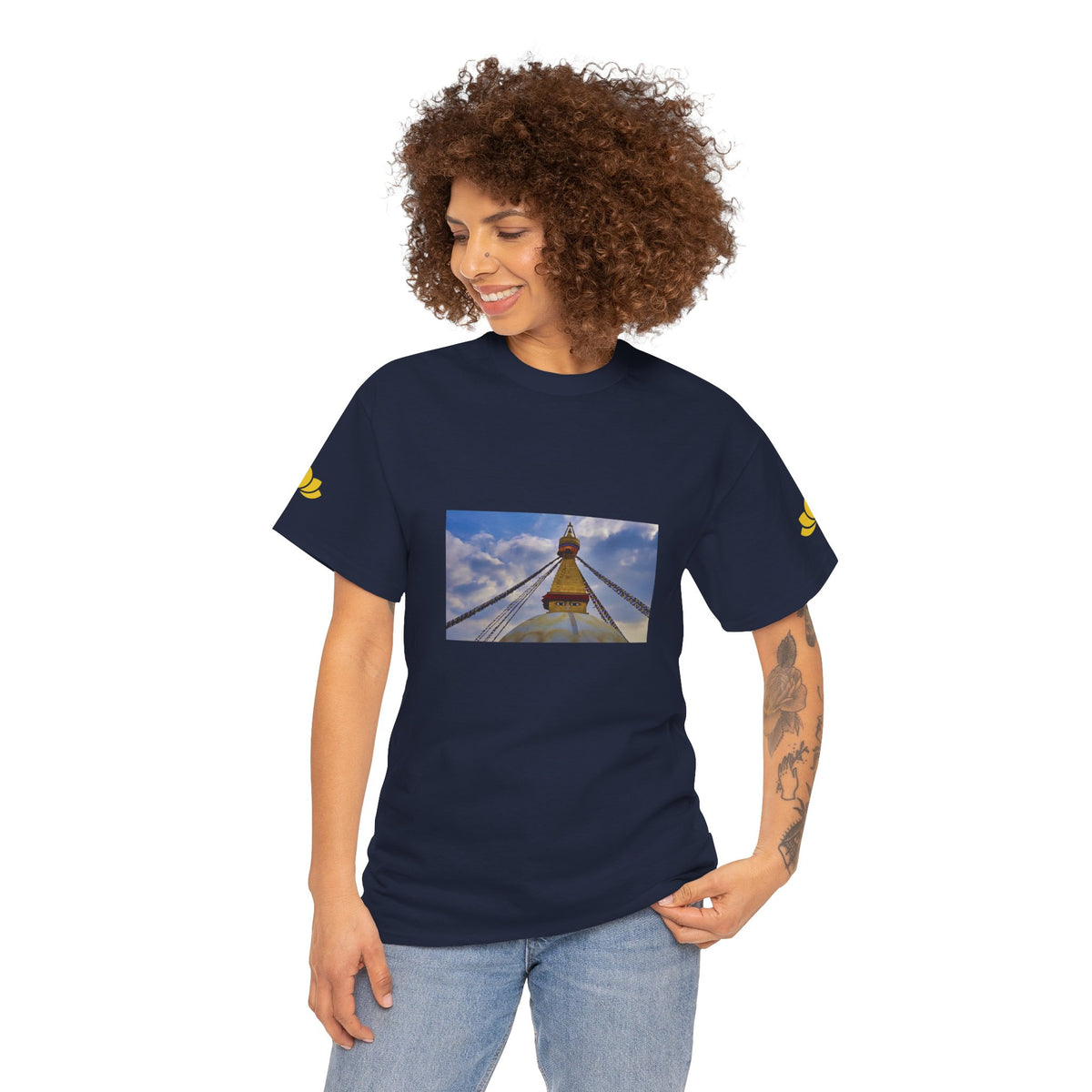 Unisex Heavy Cotton Tee - Nepal, Buddha's Eyes (Variant 5)