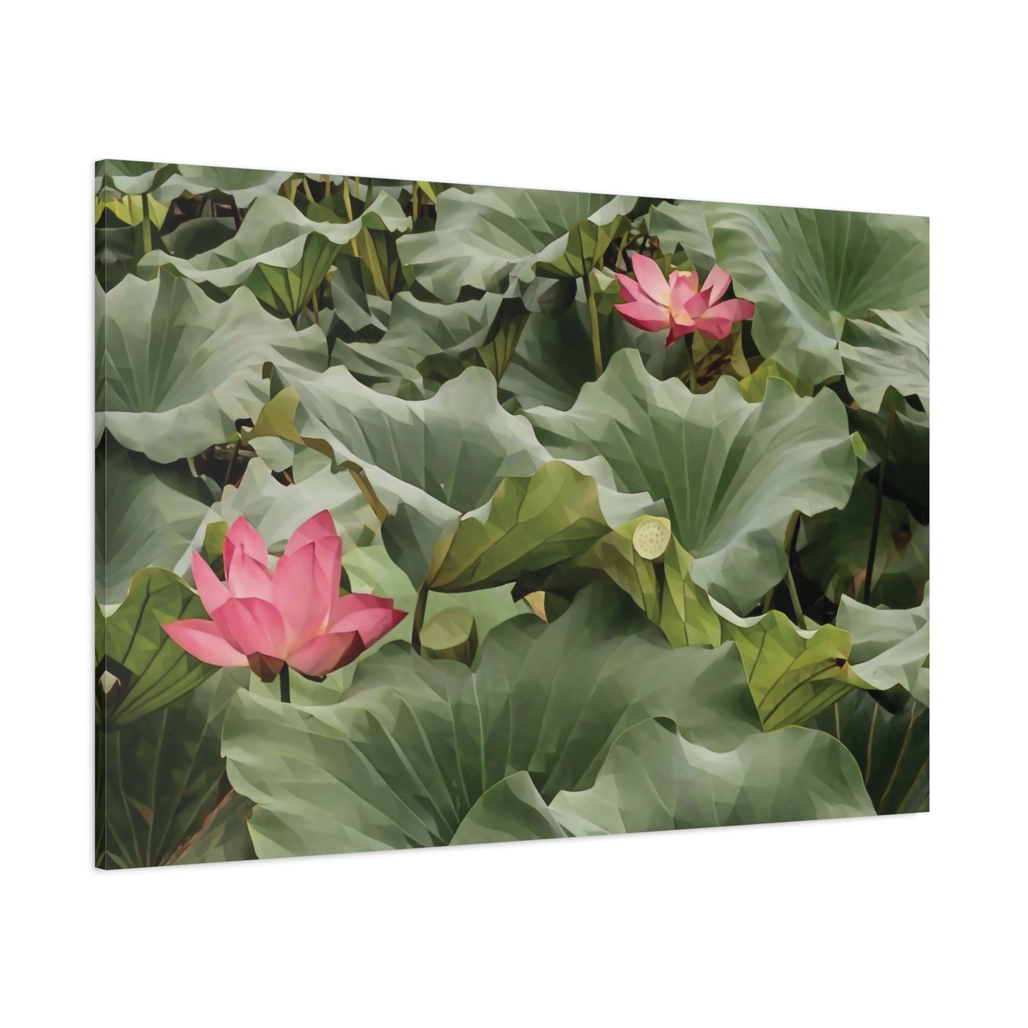 Stretched Matte Canvas - Poly Art - Flower of Lotus