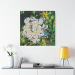 Stretched Matte Canvas - Poly Art - Flower, White