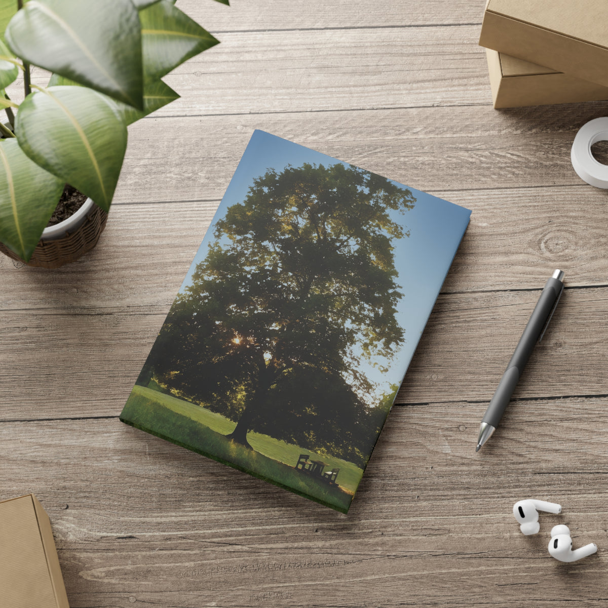 Hardcover Notebook with Puffy Covers - Tree in a Lawn (Variant 2)