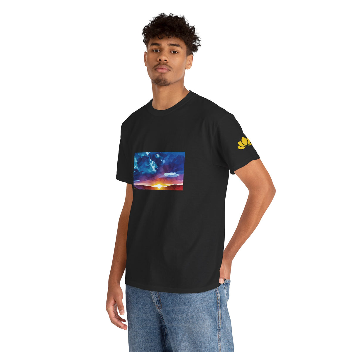 Unisex Heavy Cotton Tee - Poly Art - Sunset Sky (Variant 1)