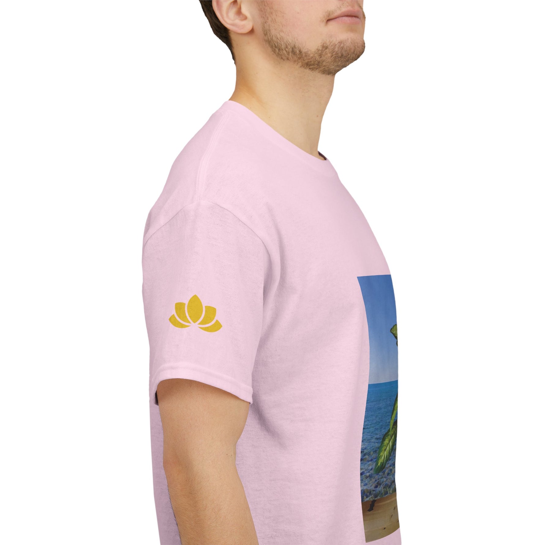 Unisex Heavy Cotton Tee - Dieffenbachia Plant and Sea landscape