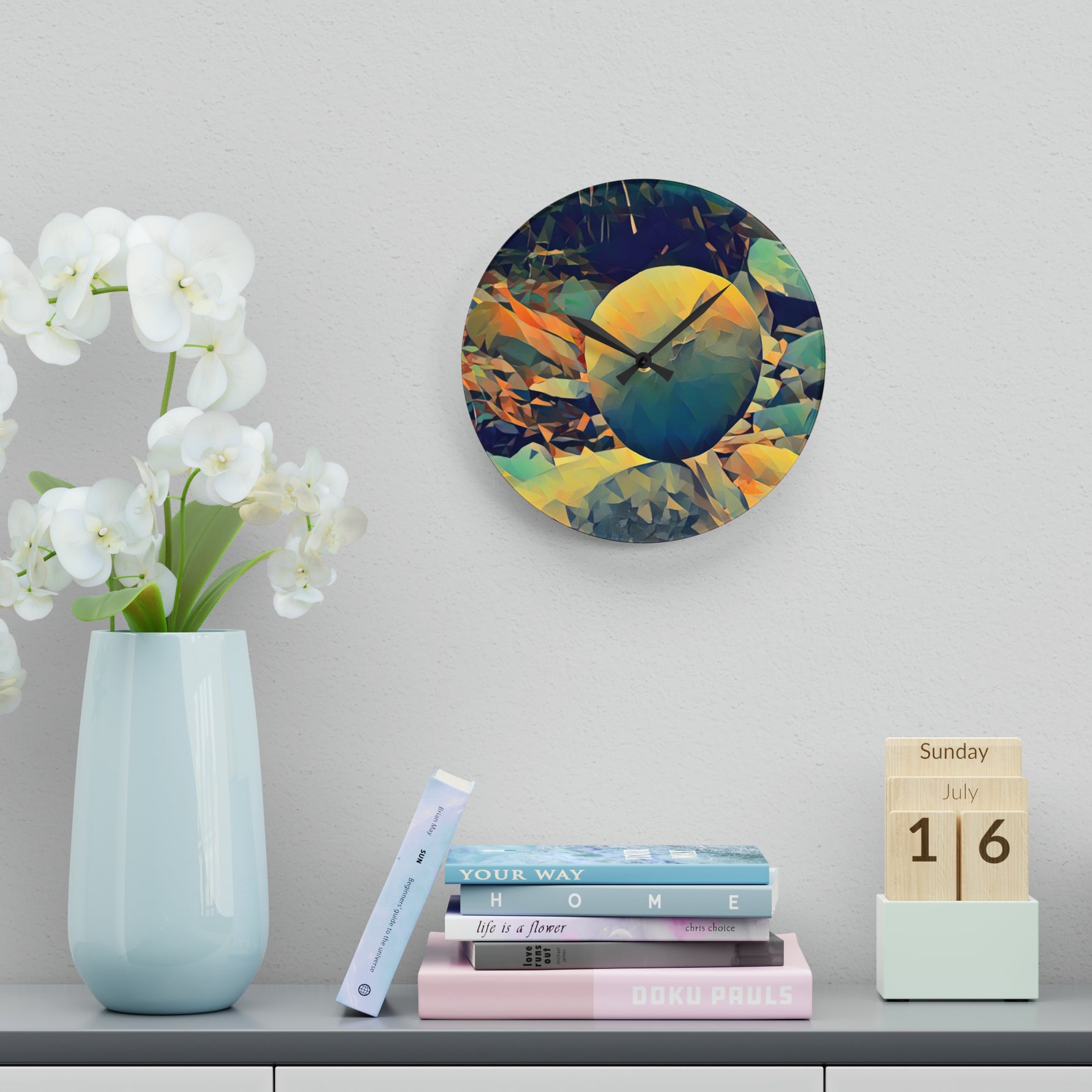Acrylic Wall Clock - Poly Art - Stone Balance