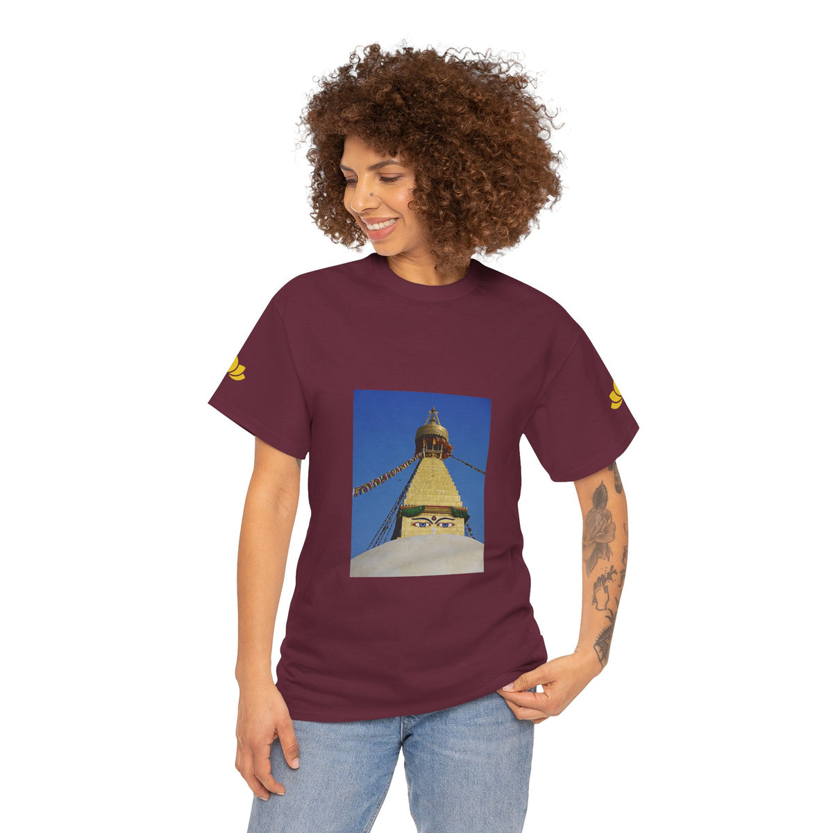 Unisex Heavy Cotton Tee - Nepal, Buddha's Eyes (Variant 1)