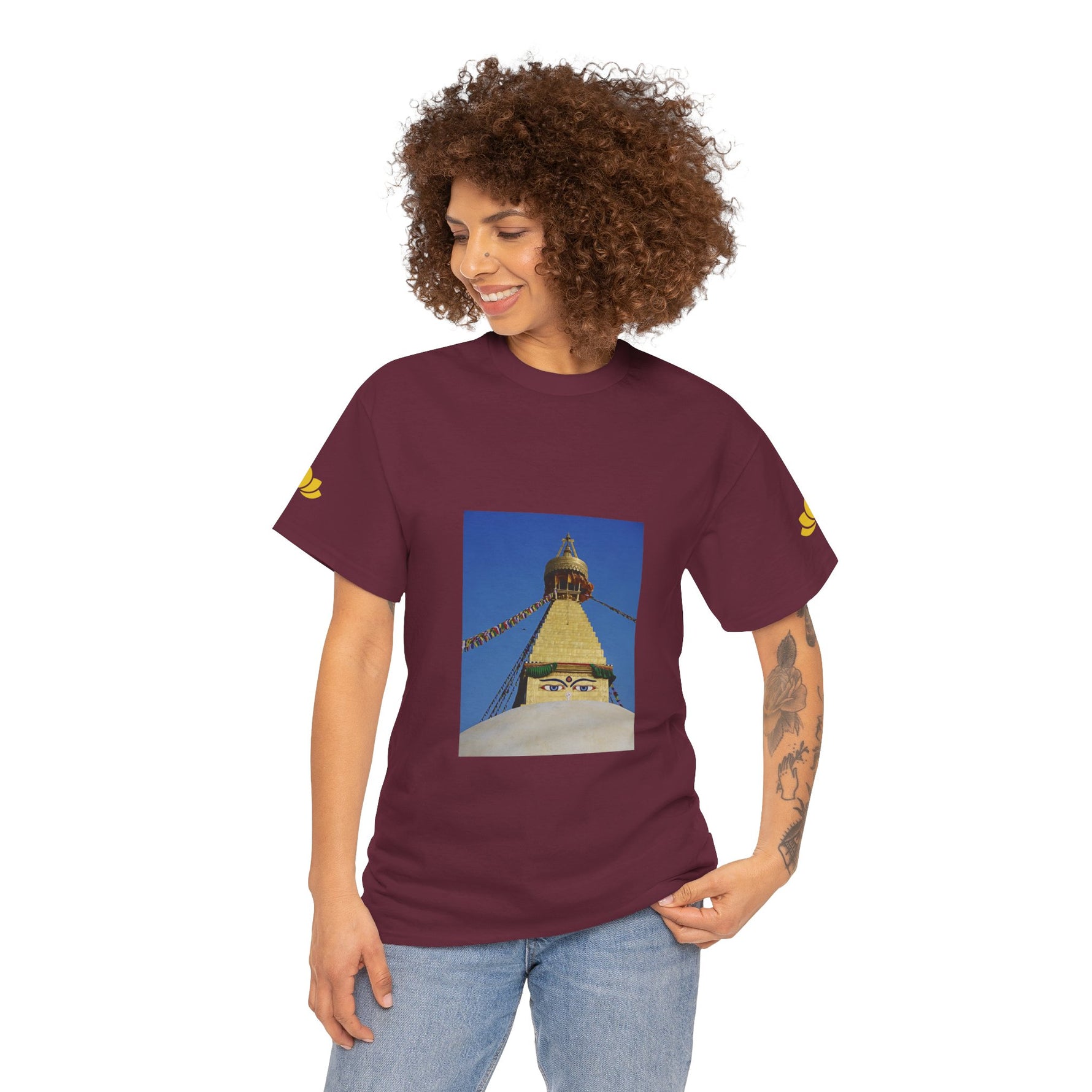 Unisex Heavy Cotton Tee - Nepal, Buddha's Eyes (Variant 1)
